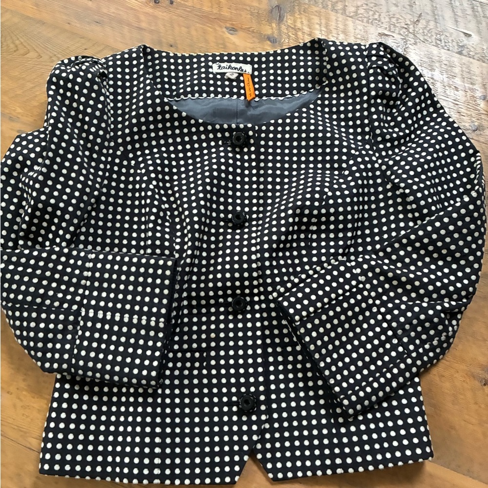 Zara Black and Cream Polka Dot Fabric
